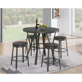 Armageddon Round Dining Table with 4 Swivel Wooden Dining Stools Set
