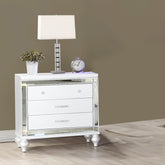 Utopia Modern style Mirror Framed Nightstand Made with Wood in White(Includes 1 Nightstand)