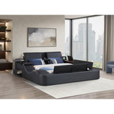 COSMOS Smart Multifunctional massager Queen Size Bed Made with Wood and Faux Leather in Black(NJ Warehouse Stock)