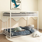 Orestes as B083P160613 Adam Sturdy Twin over Twin Bunk Bed Metal White for Kids and Adult, Low Profile and Easy Climbing with Stable Ladder