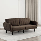 Clytemnestra Sofa Brown Color Converts into Bed Tufted Fabric Iron Leg Back Support 1pc Sofa Pocket Coil