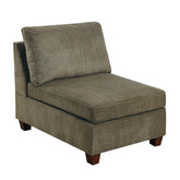 Contemporary 1pc Armless Chair Tan Color Chenille Fabric Modular Corner wedge Sofa Living Room Furniture