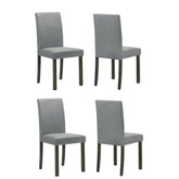 4pc Set Contemporary Style Upholstered Dining Chairs Gray Fabric Dining Room Wooden Furniture