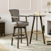 Apollo 31" Swivel Bar Stool with Armrests, Heathered Grey Linen