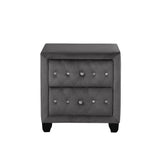 Story Modern Style Crystal Tufted 2-Drawer Nightstand Upholstered with Velvet Fabric Made with Wood in Gray