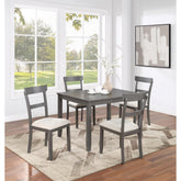 Classic Stylish Gray Natural Finish 5pc Dining Set Kitchen Dinette Wooden Top Table and Chairs Cushions Seats Ladder Back Chair Dining Room