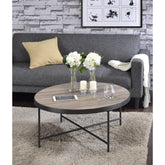 Hera Weathered Gray Oak & Metal Finish Coffee Table