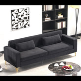Hades 85.8" Velvet Sofas for Living Room, 3 Seater Couch with Classic Modern Appeal and Luxurious Soft Comfort, Easy to Maintain, Black
