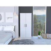 Mercury 180 Armoire, Two Shelves, Double Door, Metal Rod, One Drawer -White