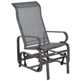 Gliding Lounger Chair, Single Rocker with Lightweight Metal & Mesh Construction, Gray