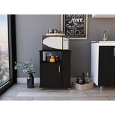 Vault Lower Microwave Cabinet, Single Door, Three Side Shelves-Black