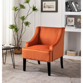 Versatile Upholstered Side Chair, Solid Wood Frame with Recessed Arms, Tapered Front Legs and Flared Back Legs, Foam & Sinuous Springs Cushioned Accent Chair for Entryway Bedroom Dining Room