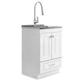 Gallery - 24" Laundry Cabinet with Faucet and Stainless Steel Sink - White
