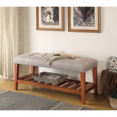 Hera Light Gray Fabric & Oak Finish Bench
