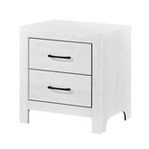 Record 24 Inch Nightstand, 2 Drawers with Black Nickel Handles, White Finish