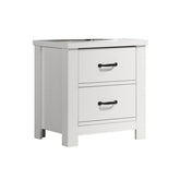 Sun 22 Inch Nightstand, 2 Drawers, Black Handles, Crisp White Finish