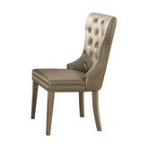 Aria Champagne Synthetic Leather & Champagne Finish Side Chair (Set of 2)