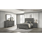 Clytemnestra Modern Style 4 Pc Full Bedroom Set Made with Wood in Gray