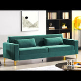 Hades 85.8" Velvet Sofas for Living Room, 3 Seater Couch with Classic Modern Appeal and Luxurious Soft Comfort, Easy to Maintain, Green
