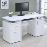 Epimetheus White Computer Desk with 2 Drawers and Cabinet