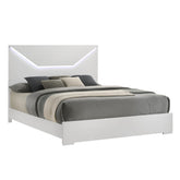 Galaxy Modern Style Queen Bed Made with LED Headboard & Wood in White