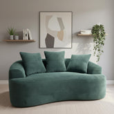 65.35" Curved Loveseat Sofa with Pocket Spring Cushions for Soft Seating, Small Space Couch with 3 Throw Pillows, No Assembly Needed, Dark Green