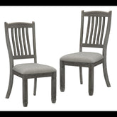 Eternity Dining Height Side Chairs 2pc Antique Gray Wood Frame Fabric Upholstery