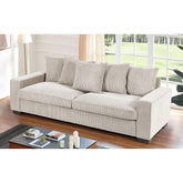 Odysseus Corduroy Sofa with 5 Matching Toss Pillows, Sleek Design, Spacious and Comfortable 3 Seater Couch for Modern Living Room, Large, Ivory