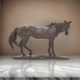 Epimetheus 14 Inch Horse Statuette Figurine, Modern Style Sculpture, Brown Resin