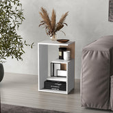 Cosmos 25" High 3-Tier Side Table Black White - Natural Oak
