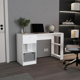 120-Home 47" Wide One Drawer Desk , Four Shelves, Writting Desk, Gamer Desk, Home Office, Living Room White