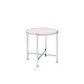 Agamemnon White Oak & Chrome Finish End Table