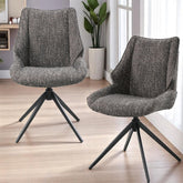 Orion Brown Gray Chenille Side Chair w/Swivel (Set of 2)