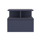 Cosmos Floating Nightstand, With One Drawer And Two Small Below Shelves For Storage or Decor, Navy Blue