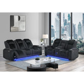 Epic Black 2PC Power Reclining Sofa and Loveseat with Power Headrest, LED and more