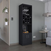 Infinity 71-Inch Tall Bar Cabinet 5-Tier Modern Bar Cabinet with Glass Holder Stemware Rack, Wine Cabinet, Liquor Cabinet, 12 Bottle Cubbies, 5 Shelves, and Pull Out Tray