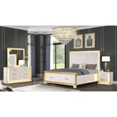 URANUS Contemporary Style 4PC King Bedroom Set Made with Wood & Gold Finish