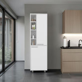 Legend Kitchen Pantry with 2 Doors, Adjustable Shelves, side Shelves, Compact Storage Cabinet for Kitchen Organization, White