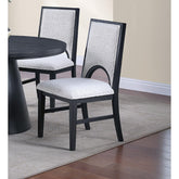 White Fabric Soft Cozy Texture 2pc Dining Chairs Upholstered Seat Back Unique Arched Cutout Chair