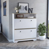 Planet 2-Shelf Shoe Rack Light Oak and White