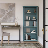 Atlas 30 inch Solid Wood 5 Shelf Bookcase in French Blue