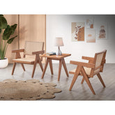 3-Piece Solid Wood Accent Chair Set and Matching End Table for Living Room or Balcony
