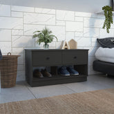 Saturn Storage Bench, Two Open Shelves, Two Drawers -Black