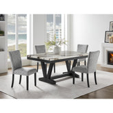 Legend Oceanic Black Dining Table and (4) Grey Dining Chairs
