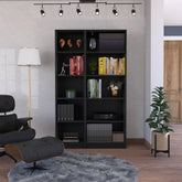 Pinnacle 2 Piece Home Bookcase set, 42" Wide with 10 Shelves, Living Room Set Black