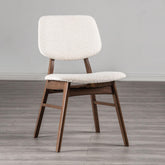2pc Side Chair Angled Legs Padded Seat And Back Mid-Century Modern Walnut And Beige Finish Dining Room