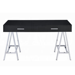 Black High Gloss and Chrome 2-Drawer Writing Desk