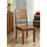 Dark Oak Rustic Style Solid wood Kitchen Set of 2pc Dining Chairs Panel Back Chairs Dining Room