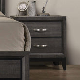 Aura Tone Design 1pc Nightstand Two Drawers Wooden Legs Gray Finish Bedroom Furniture