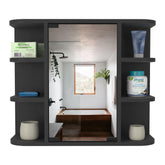 Display Cabinet Milano,Six External Shelves Mirror, Black Wengue Finish